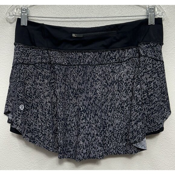 Lululemon Quick Pace Skirt Skort Size 8 Soundwave White Black Reflective 12” - Picture 1 of 6
